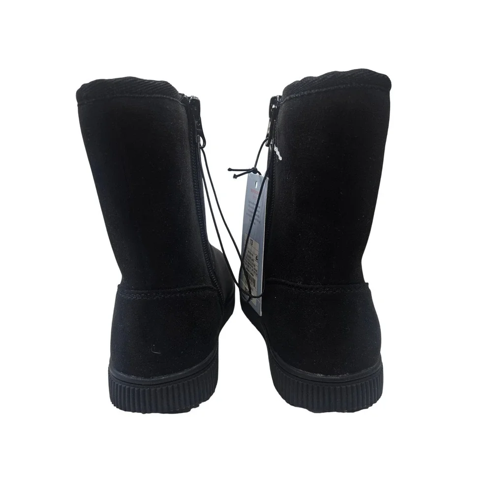 NWT Cat & Jack Holland Black Faux Suede Faux Fur Lined Zip Boots Girls Size 13
